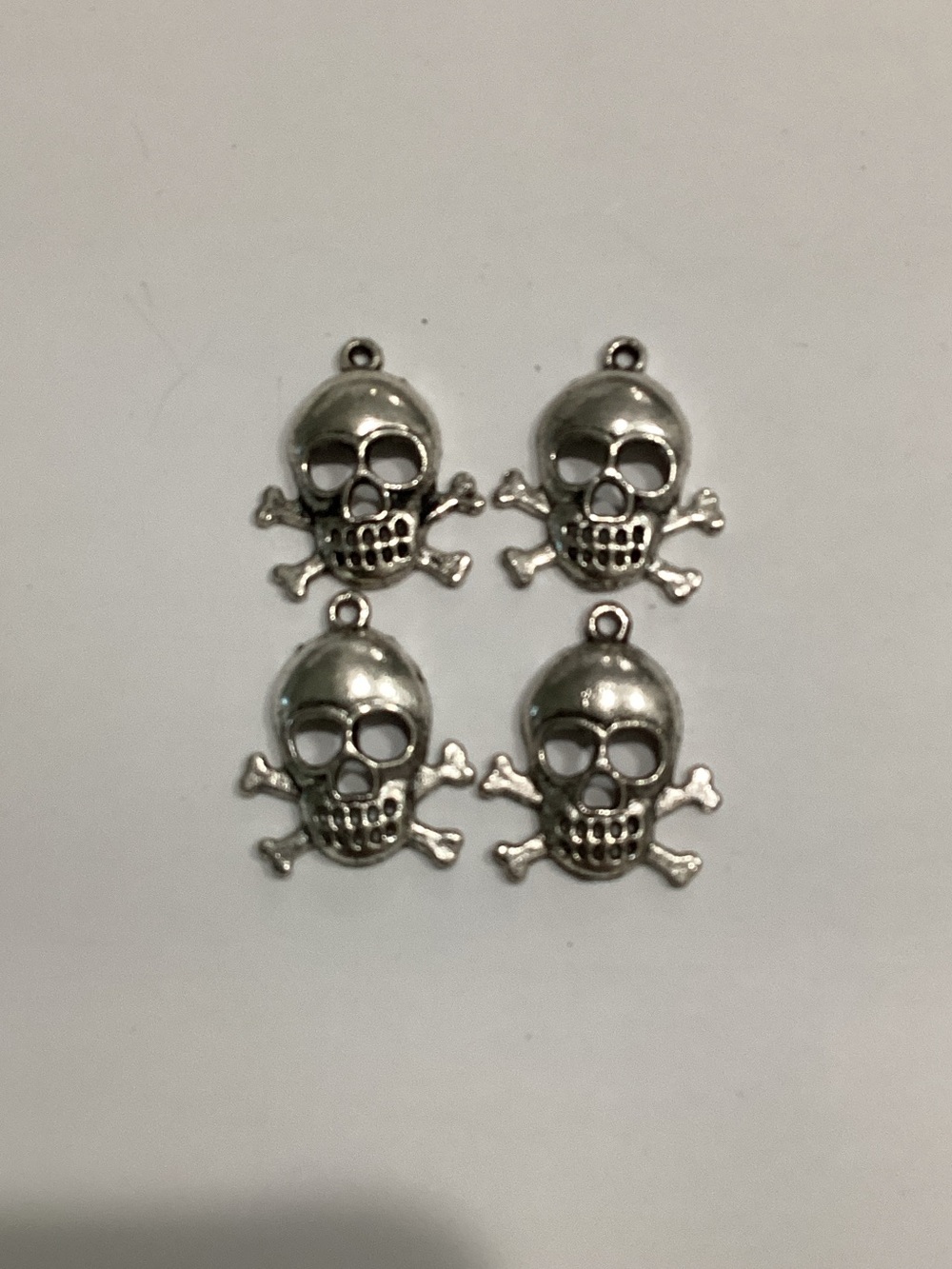 Silver Skull and Crossbones‎ Charms - Set of 4